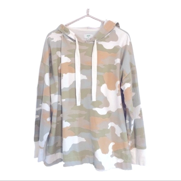 🆕 AERIE Oversized Fit Lightweight Sunwashed Desert Camo Hoodie Sweatshirt - Picture 4 of 11